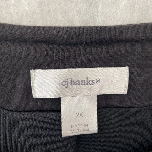 CJ Banks Womens Black & White Open Front Geometric Print Jacket Plus Size 2X - Picture 3 of 9